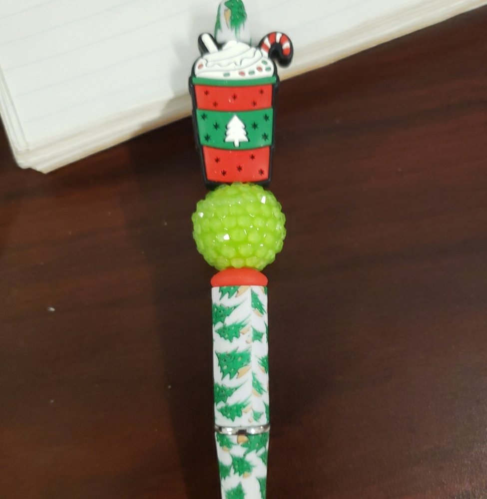 New Handmade Christmas Milkshake Focal Bead Beaded Pen